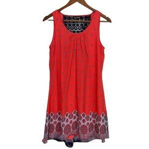 Sequin Hearts coral printed sleeveless dress size medium
